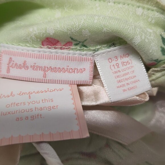 First Impressions 100% Cotton 3 Piece 0-3 Month Dress, Bottoms, and Hat NWT - Picture 7 of 8